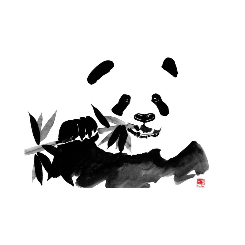 Eating Panda by Péchane - Print on Canvas, 66.04 cm H x 45.72 cm W x 1.91 cm D, Wrapped Canvas