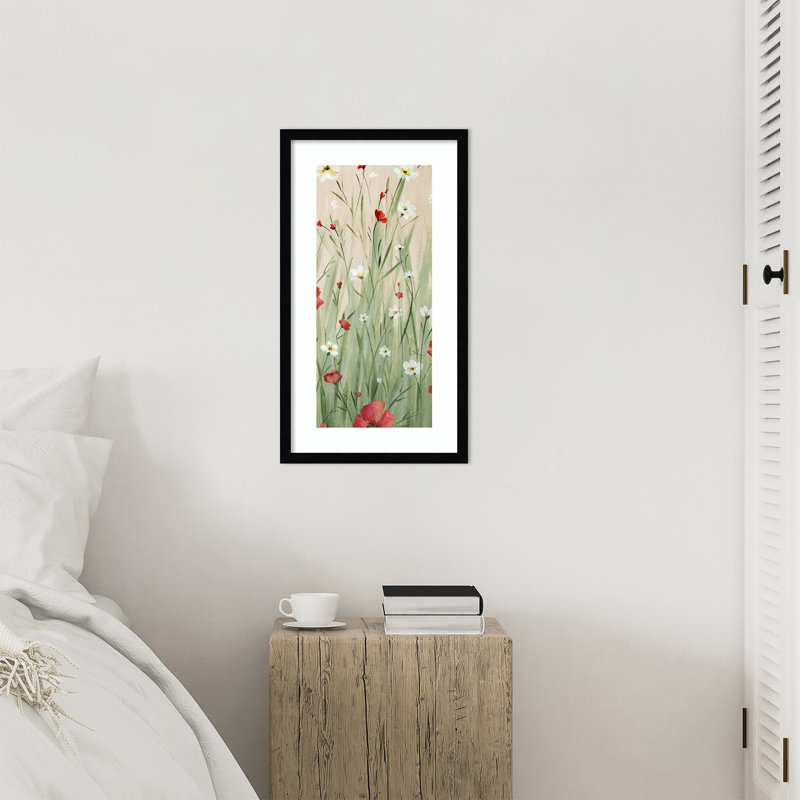 «Wildflowers in Gentle Breeze No. 2» par Alex Black, impression sur bois encadrée, 25x14, Noir Svelte