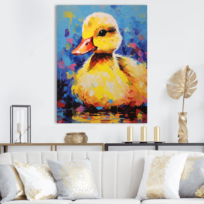 Duck Canvas Wall Art, Yellow Pop Art Animal Print - Yellow Popart Duck Portrait