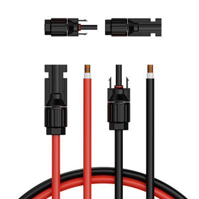 30FT Solar Panel Extension Cable, 10AWG Solar Extension Cable Wire With Female And Male Waterproof Connectors, 6Mm² PV Cable For Home, Ship And RV Solar Panels, 30FT Black + 30FT Red (Set Of 2)
