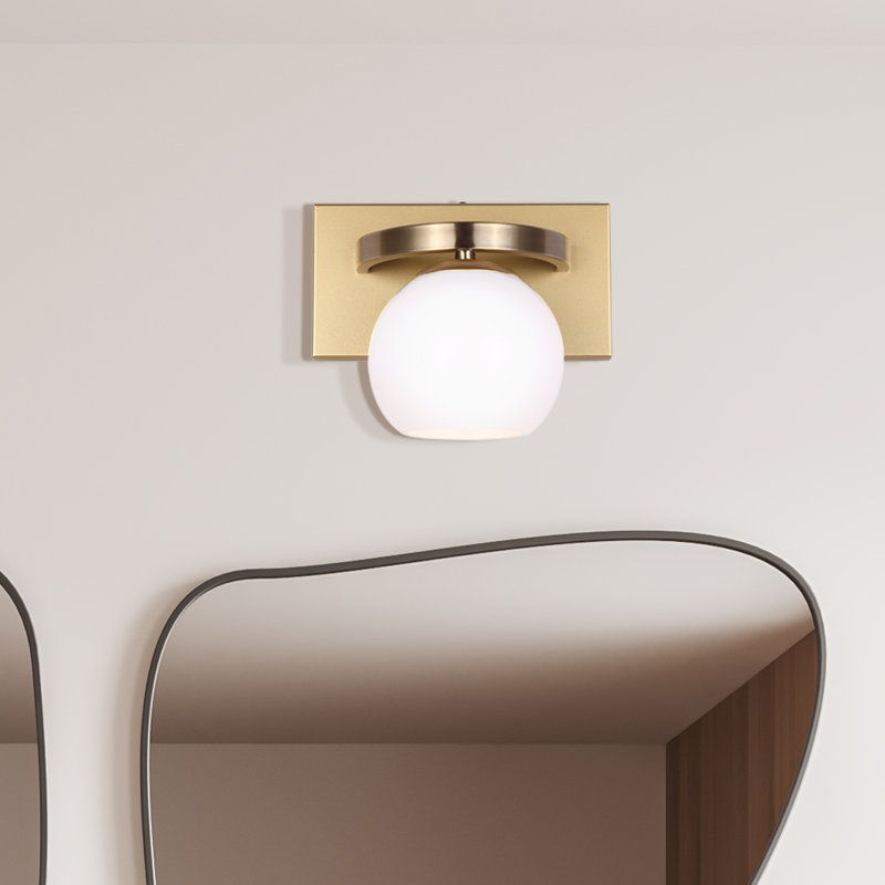 Honorina 6.25 In. 1 Light Gold Sconce With Opal Glass Shade