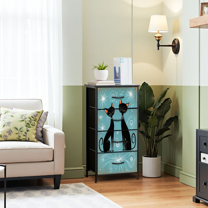 Commode pour commode de chambre à coucher pour commode Mid Century Atomictarburst Black Cat