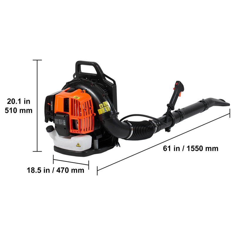 Sac à dos à souffleur de feuilles à gaz 2 temps 62cc 1110CFM