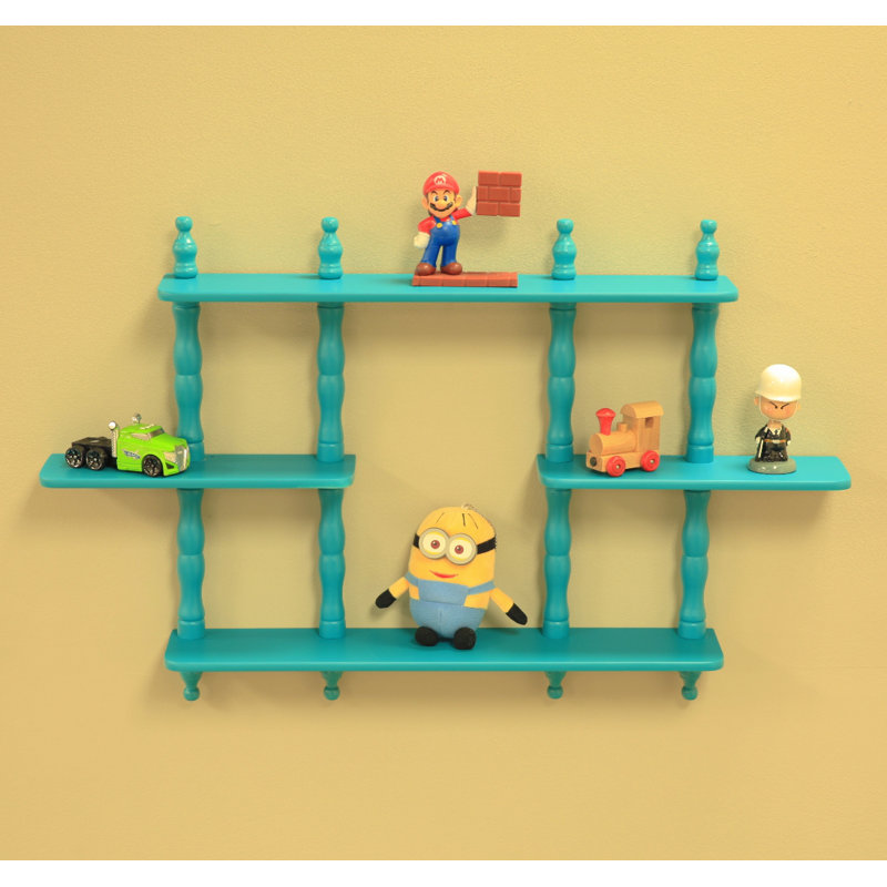 4 Piece Floating Shelf with Adjustable Shelves, Blue