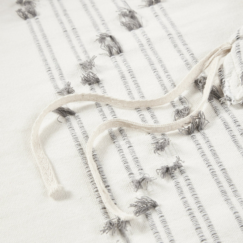 Housse de couette en coton très grand / très grand - Rayures grises, avec motif d'étoiles