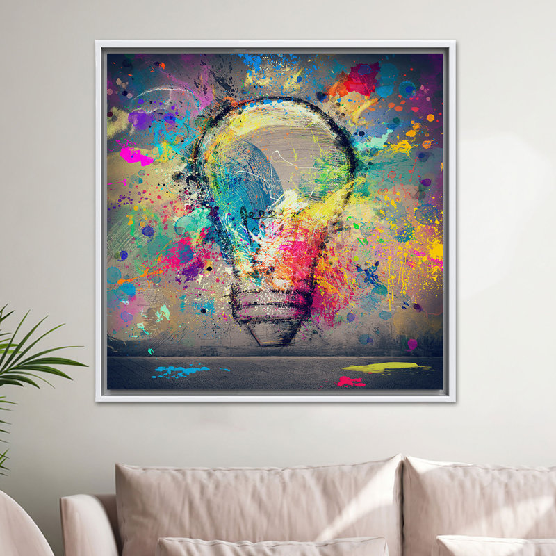 Ampoule vibrante, impression sur toile Graffiti, décoration murale moderne, 1P, H: 63,1 po x l: 63,1 po