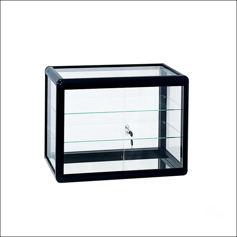 Tempered Glass Counter Top Display Showcase With Sliding Glass Door And Lock