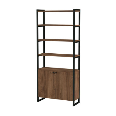 Drake Two Door Walnut Bookcase with Storage