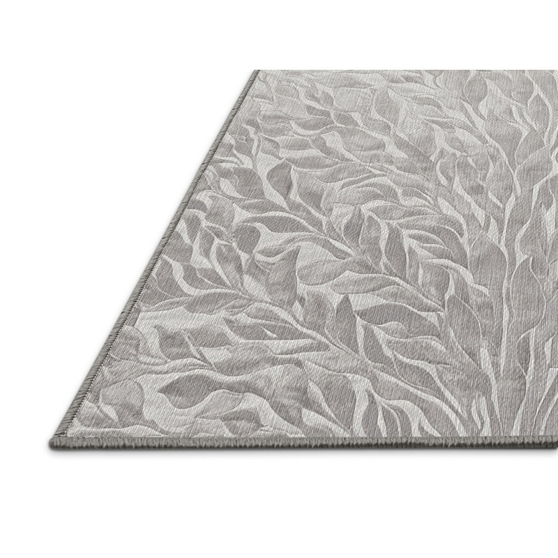 Machine Washable Gray Area Rug, Rectangle 7' x 9'