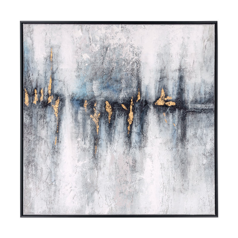 Cobalt brume, toile peinte à la main - peinture à cadre flottant sur toile