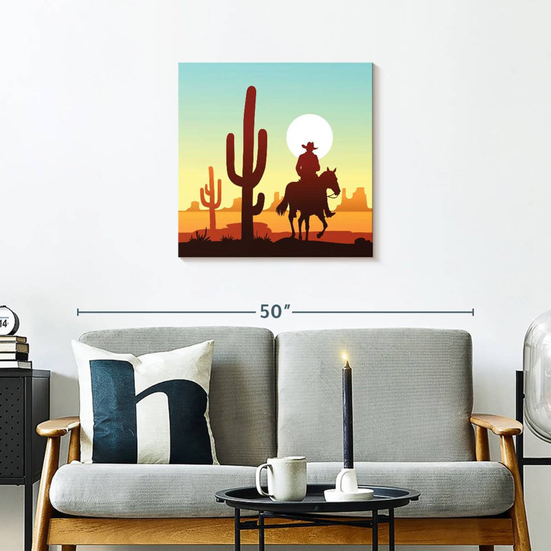 Lelar Cactus Desert Cowboy, 24" H x 24" W