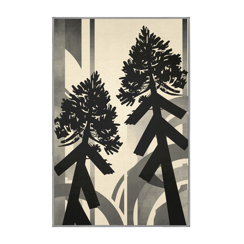 Tapis arc-en-ciel doux moelleux de style art déco brun et gris, 6 X 9