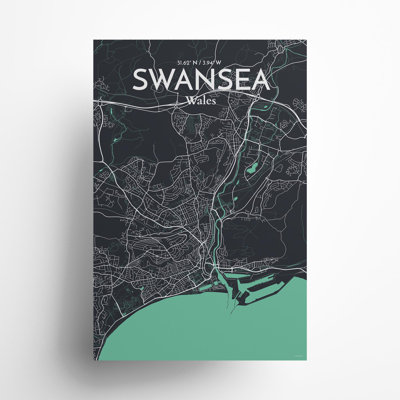 Swansea City Map, impression