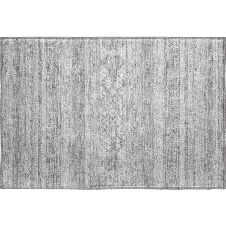 Premium Machine Washable Prisco Silver Rug