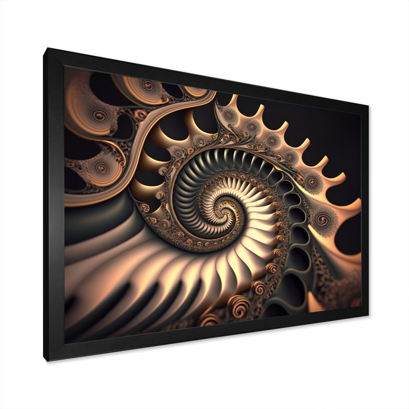 «Fractal Infinity in Gold II», reproduction sur toile, H 12 po x l 20 po x P 1 po, Cadre photo noir