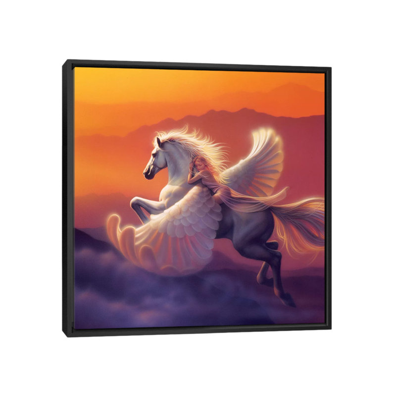 « ailes of a rêve », impression sur toile, H 18 po x l 18 po x P 1,5 po, Toile avec cadre noir, Pas de tapis