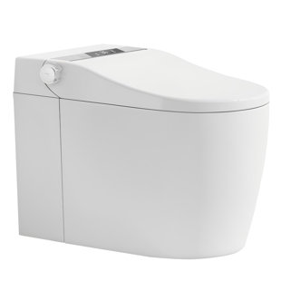 Toilette intelligente avec affichage à DEL, ouverture et fermeture automatiques, siège chauffant, eau chaude, télécommande, hauteur Ada