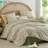 Nayoroom 3 Pieces Beige Green Floral Reversible Comforter Set Aesthetic Cottagecore Style Green Leaf Soft And Lightweight Bedding Set-111325309
