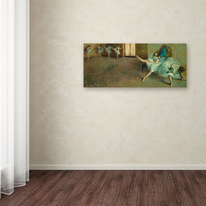 " Wrapped Canvas Wall Art - Edgar Degas 'Before The Ballet 1890-92' Wall Art For Living Room, Bedroom, Or Office Décor - 20x47 " by Edgar Degas