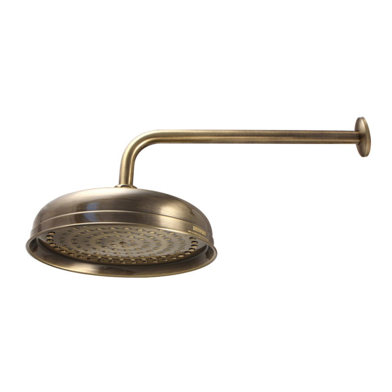 Pomme de douche à jet de pluie ronde de 10 po avec bras de douche de 17 po Kingston, Laiton antique
