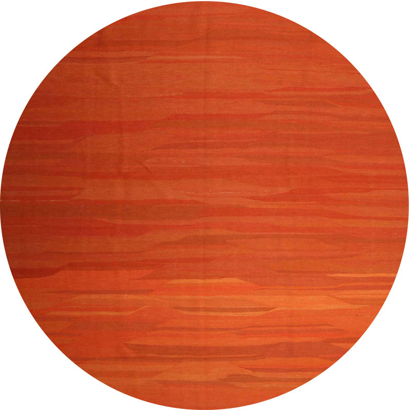 Tapis contemporain orange, Rond 5 pi