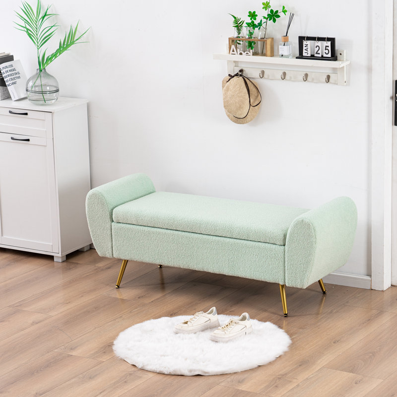 Elianna 55" Storage Bench End of Bed Ottoman for King Size Bed, Sage Velvet