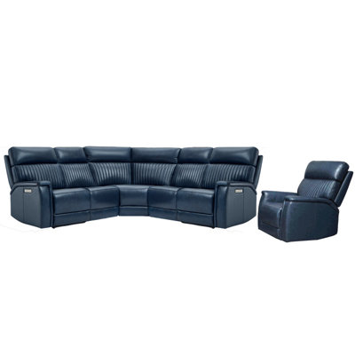 Liudgardas 2-piece Power Reclining Sectional Sofa Set With Lumbar Support, L-shaped Genuine Leather Modular Couch