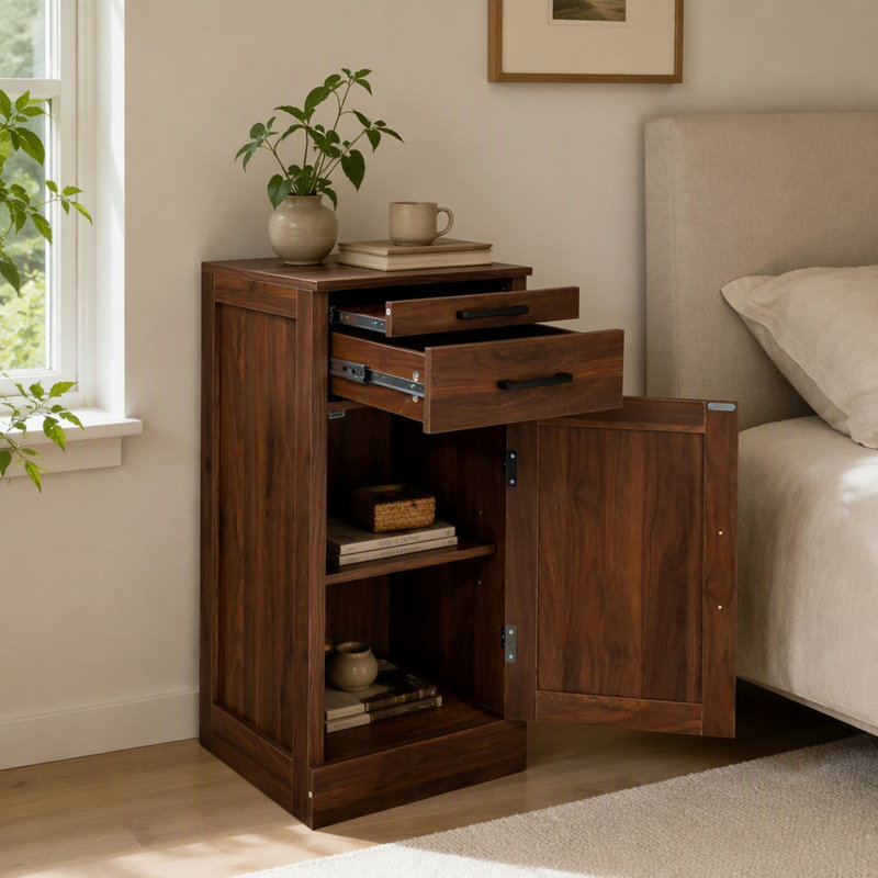 Armoire de bar modulaire avec rangement en bois de noyer pour salle à manger