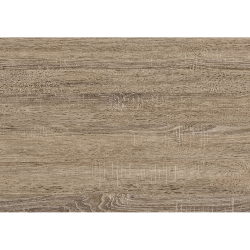 Bureau d'ordinateur moderne - Longueur 107 cm (42 po), stratifié brun, piètement en métal taupe, 2 tiroirs et tablette ouverte