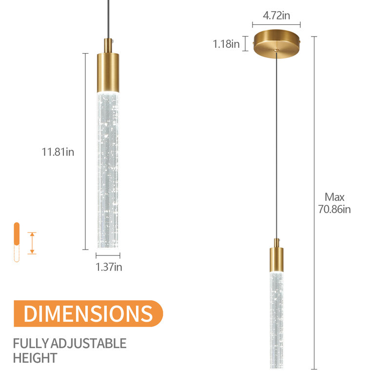 Mini luminaire suspendu en cristal Hamrnand - Light, Doré, 3
