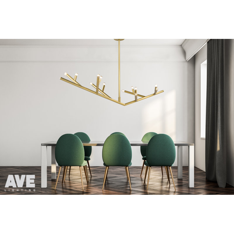 12 - Light Chandelier, Brushed Brass