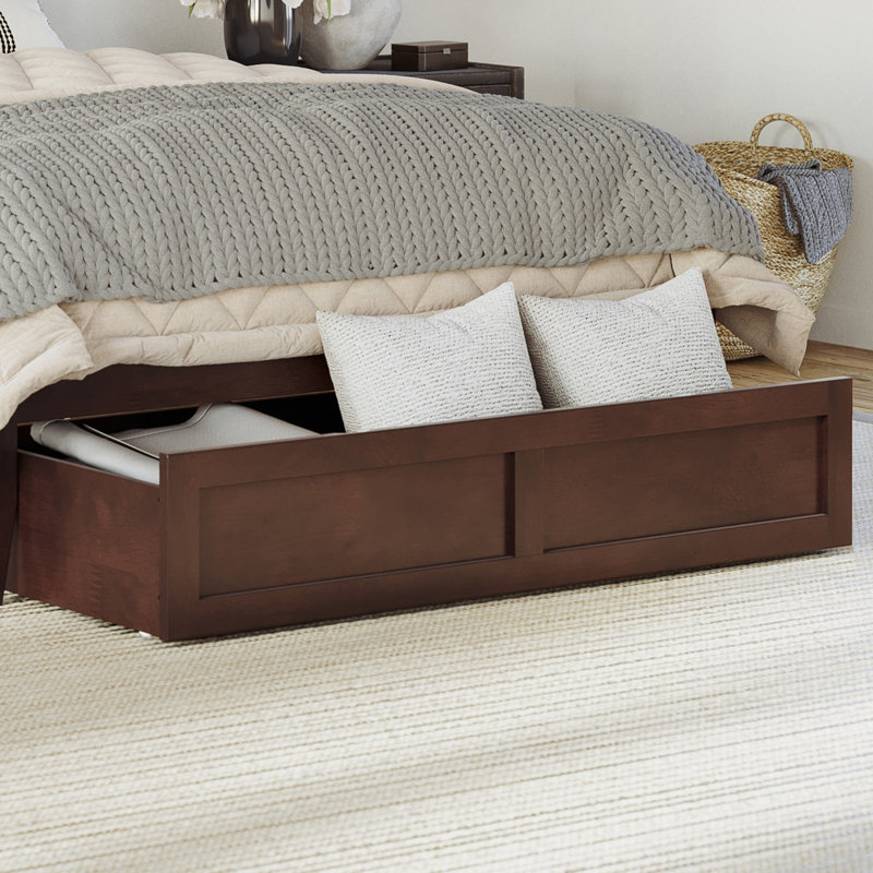 Elliana Solid Wood Slat Storage Bed, Full/Double, Gray