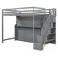Lit double sur un lit gris avec mécanisme hydraulique avancé, espace de travail caché et armoires encastrées. Convient pour un espace de vie limité, un lit superposé pliable et un bureau. Une option pour économiser de l'espace