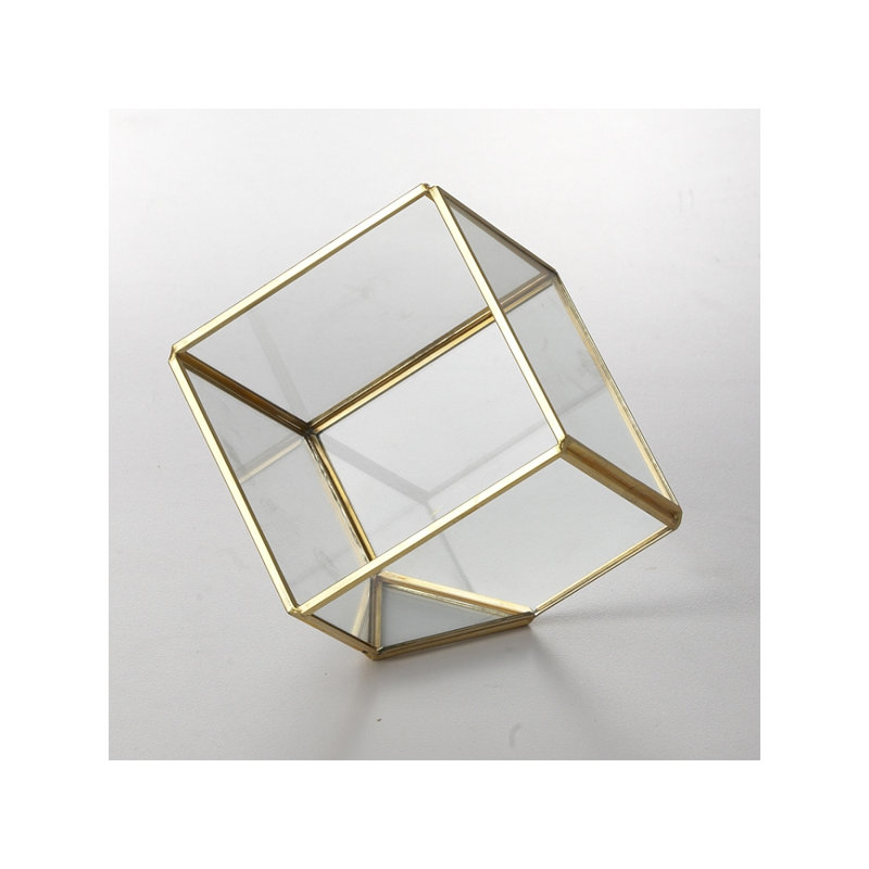 Jacalyn Glass Terrarium, Clear/Gold