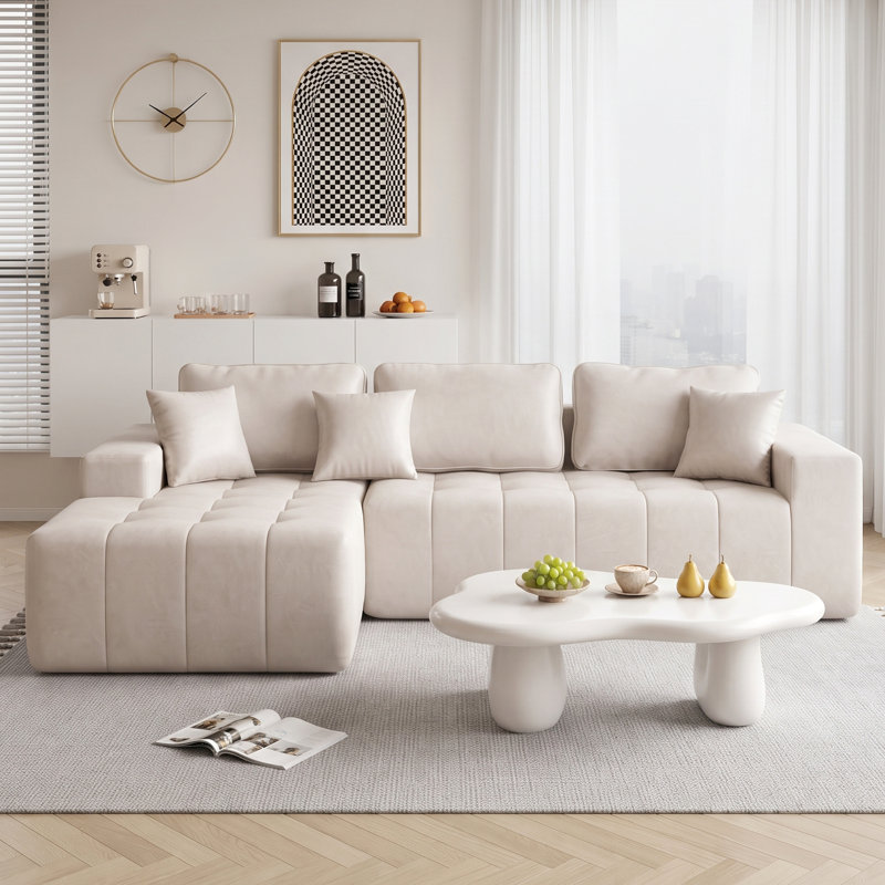 Canapé modulaire en L 108 po pour salon modulaire en L 108 po, Beige, Left Hand Facing