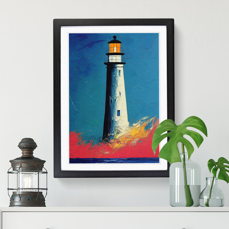 Navin Lighthouse Painted Vol.6 - Picture Frame Print, 34cm H x 25cm W x 2cm D, Black