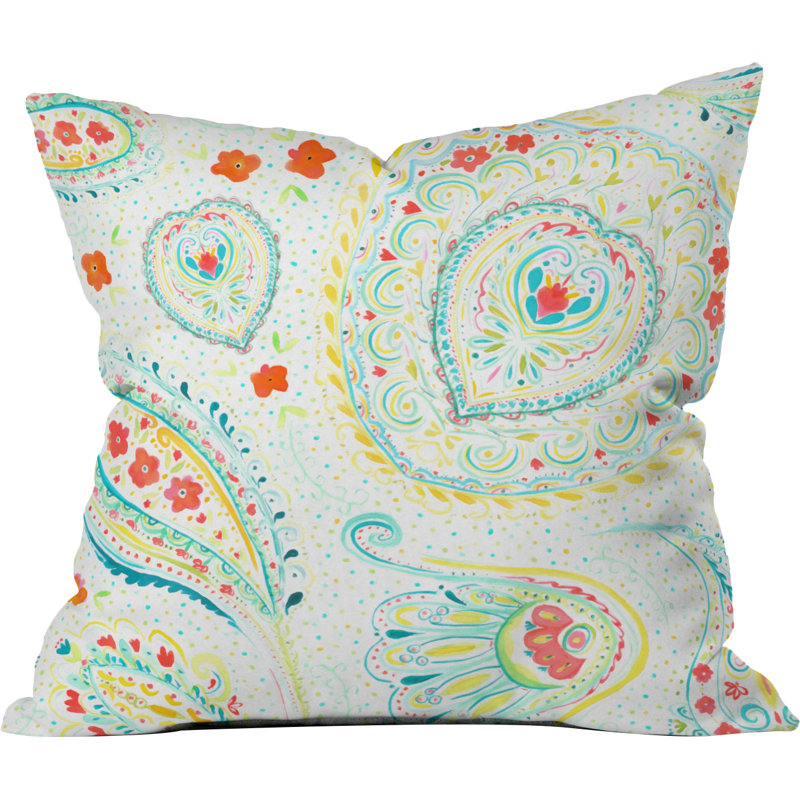 Coussin extérieur jacqueline maldonado aquarelle motif cachemire