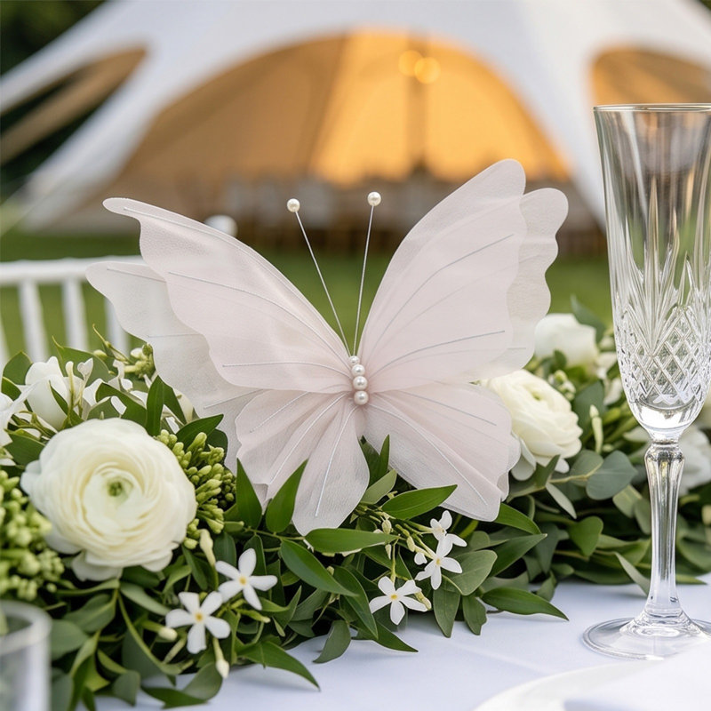 Décoration murale stéréo en verre, grande taille (30 cm), en papier et tissu, faite à la main, idéale pour un mariage ou une vitrine.