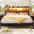 Storage Headboard with LED Lights, Bookcase Headboard with Charging Station-1740395105-1740395106