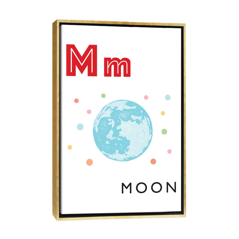 Alphabet Flash Card M - impression d'art graphique, H 60 po x l 40po x P 1,5 po, Toile encadrée d'or, Pas de tapis