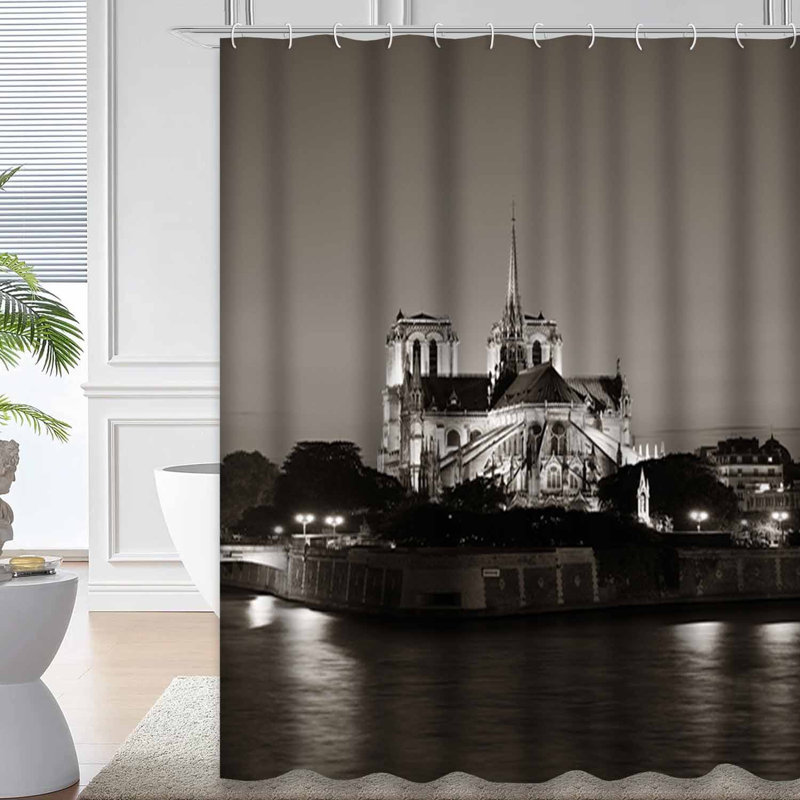 Rideau de douche avec 12 crochets Paris Dusk River, L 72 po x l 84 po