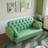 Loveseat Sofa With Tulip Pattern, Modern Upholstered Two Seater Sofa With 2 Dumpling-Shaped Throw Pillows, Comfy Couch