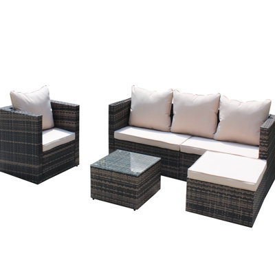 Ensemble de conversation modulaire avec coussins 4 pièces Foscot