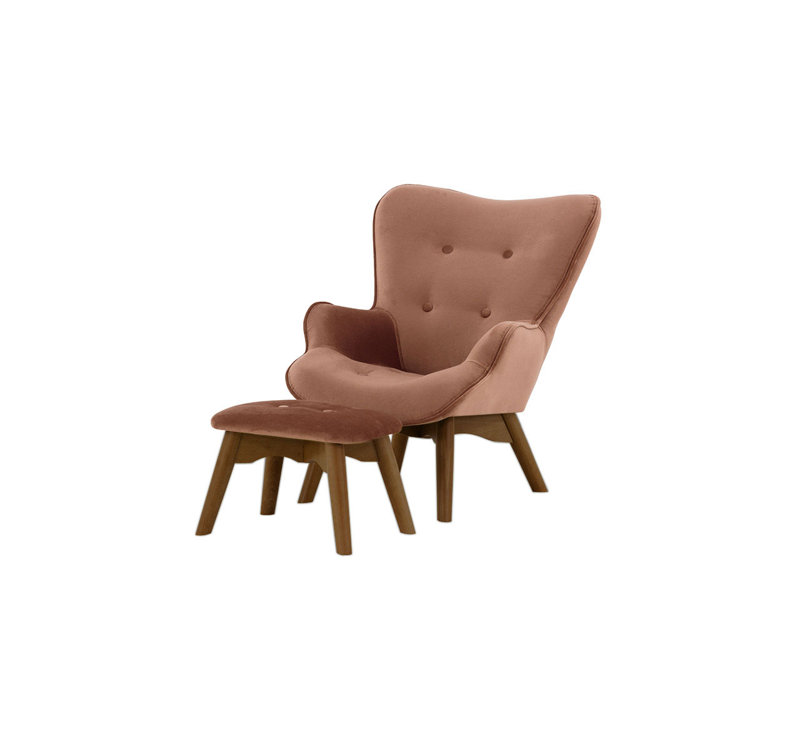 Batson Children's Armchair With Footstool, Pink/Dark Oak