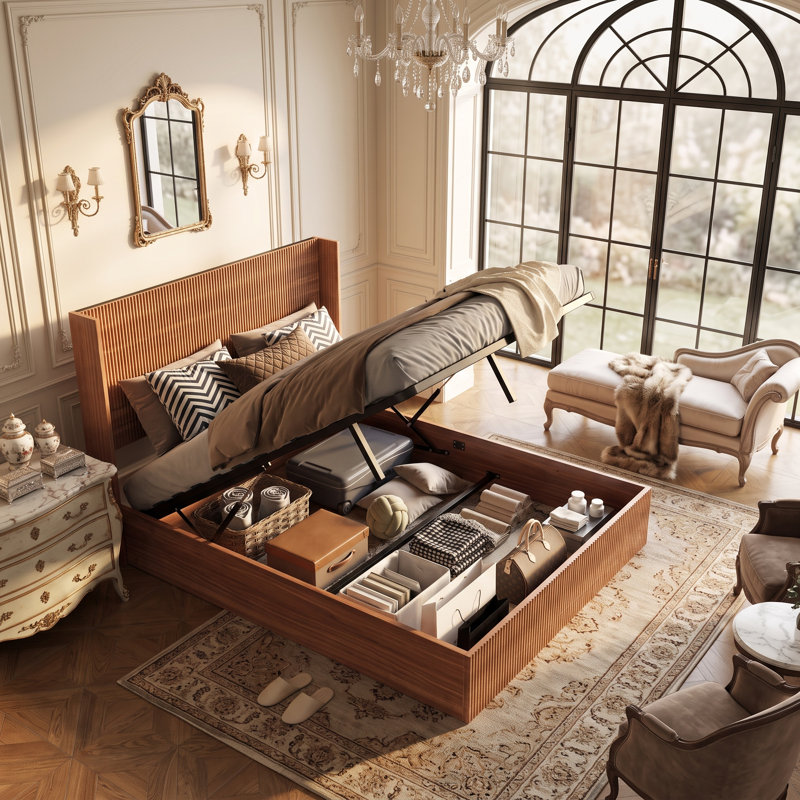 Structure de lit avec rangement Granborough, Queen, Bois naturel
