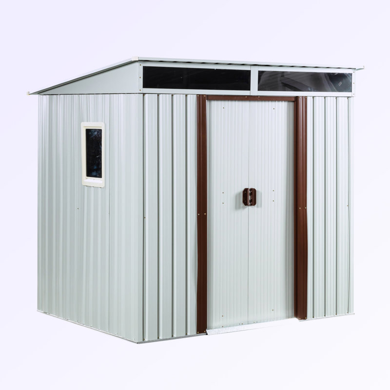 6 ft. W x 5 ft. D Lean-To Storage Shed with Window Transparent Plate,Modern Robust Construction Tool Shed with Sliding Doors and Padlock