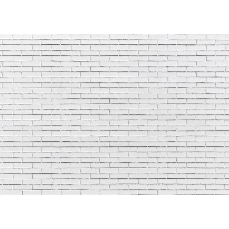 Murale pelez et collez - Mur de briques blanc neige, L 55 po x l 77 po