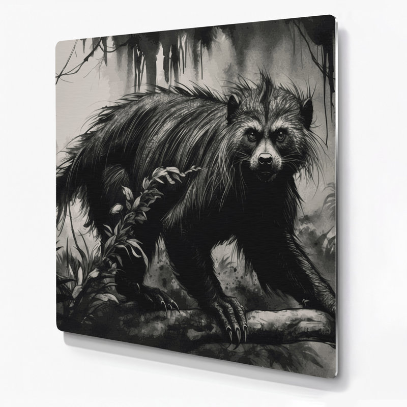 Faune, art mural gris Binturong, H 16 po x l 16 po