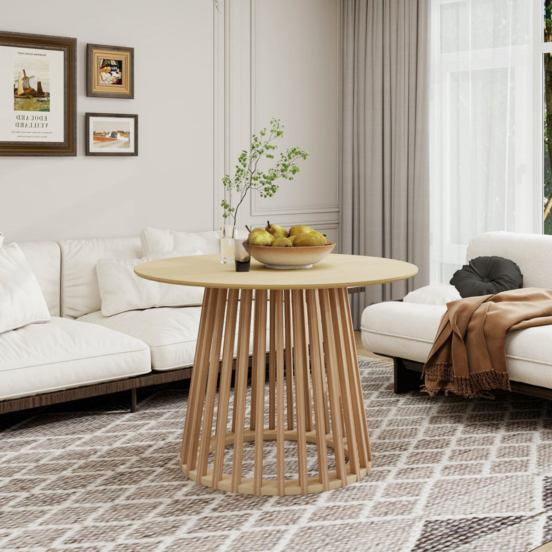 Small Round Dining Table for 4, Natural