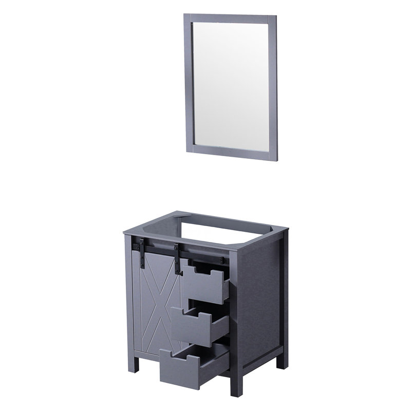30 po Armoire de salle de bain gris foncé l 22 po x P 22 po avec miroir de 28 po entièrement assemblé pour une meilleure capacité de rangement